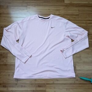 Nike Running Dri‎ Fit Shirt Womens XL Pink Long Sleeve Athletic Logo Oversized